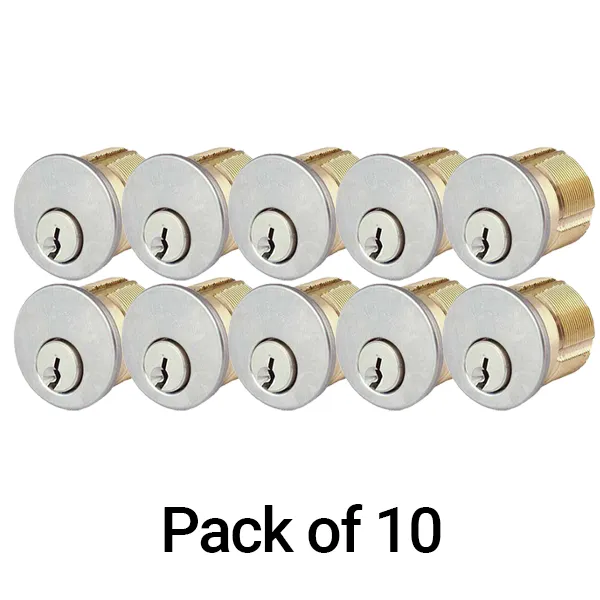 10 x Premium Mortise Cylinder - SC1/KW1 - 1" - 26D - Satin Chrome (Pack of 10)
