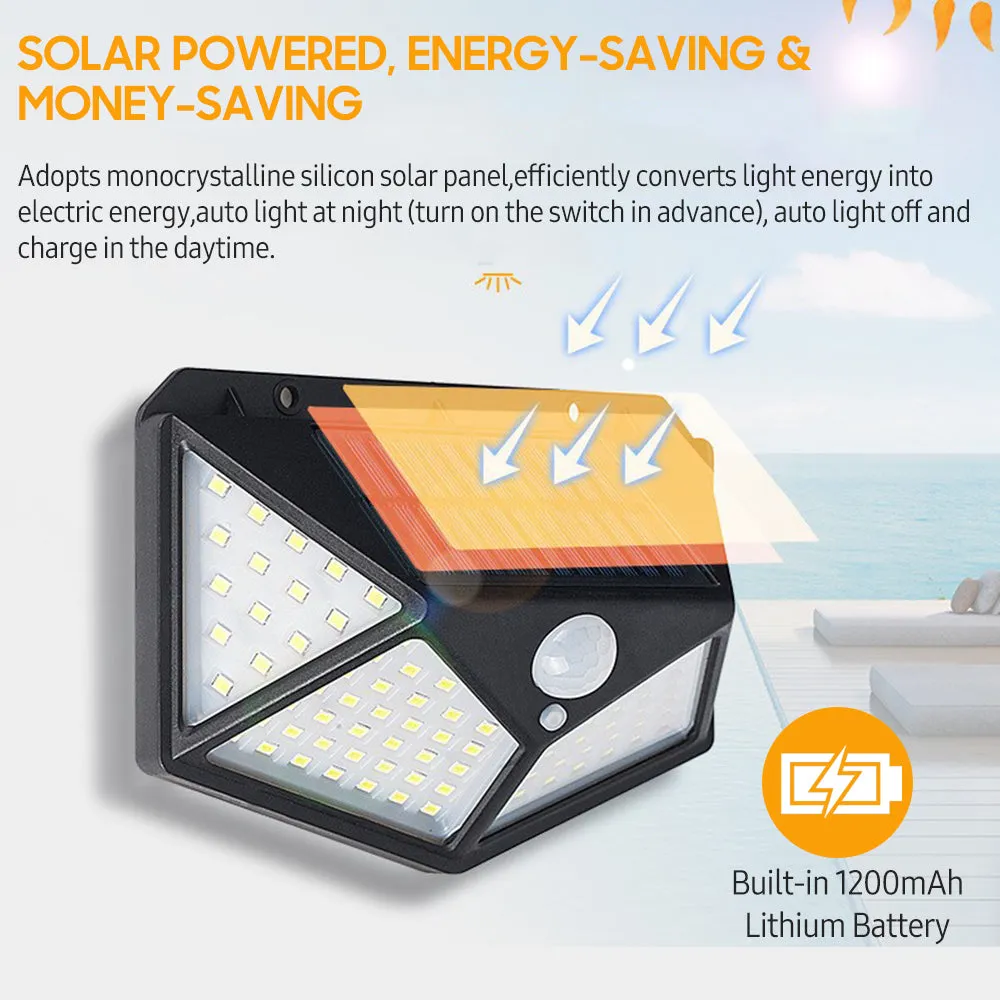 100 LED Solar Outdoor Wall Motion Sensor light