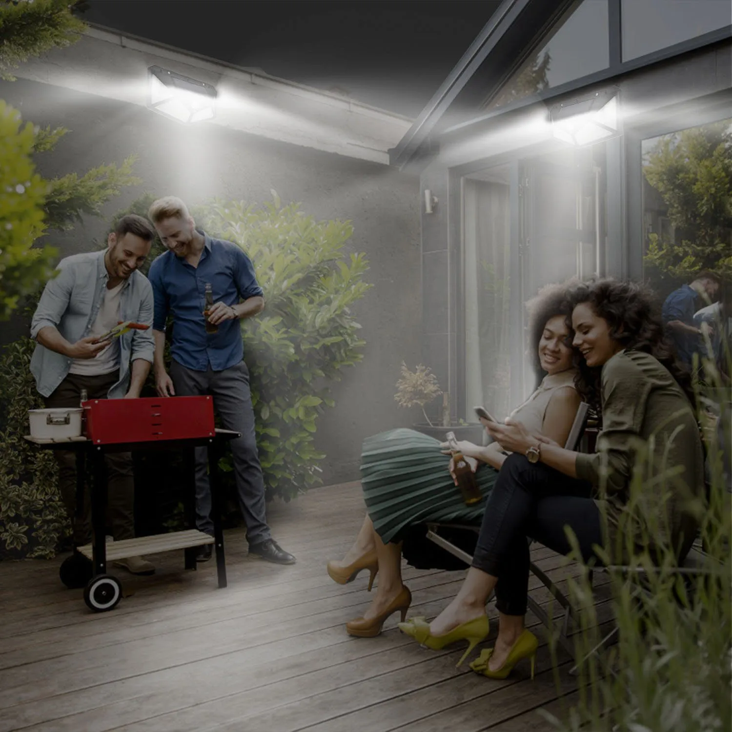 100 LED Solar Wall Light Outdoor