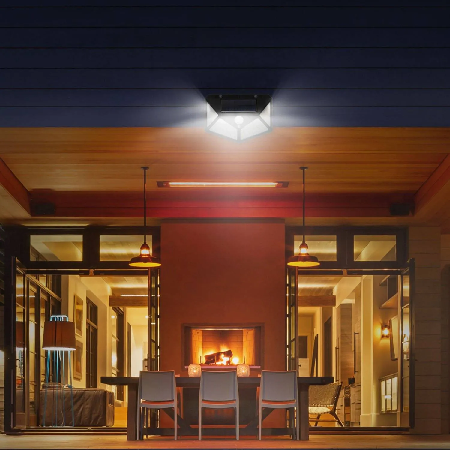 100 LED Solar Wall Light Outdoor