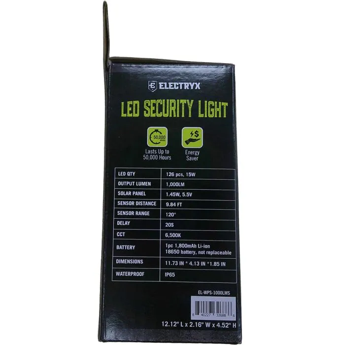1000 Lumens Solar Powered LED Security Light - White