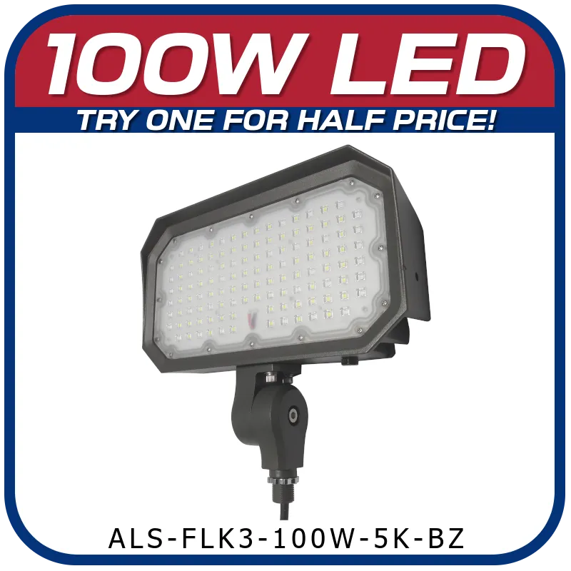 100W LED 3rd Generation 5000K Knuckle Mount Floodlight