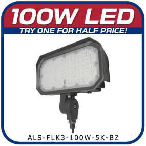 100W LED 3rd Generation 5000K Knuckle Mount Floodlight