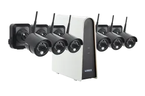 1080p Wire Free Camera System, featuring 6 Battery Powered Black Outdoor Cameras and 16GB DVR