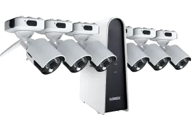 1080p Wire Free Camera System, featuring 6 Battery Powered White Outdoor Cameras and 16GB DVR