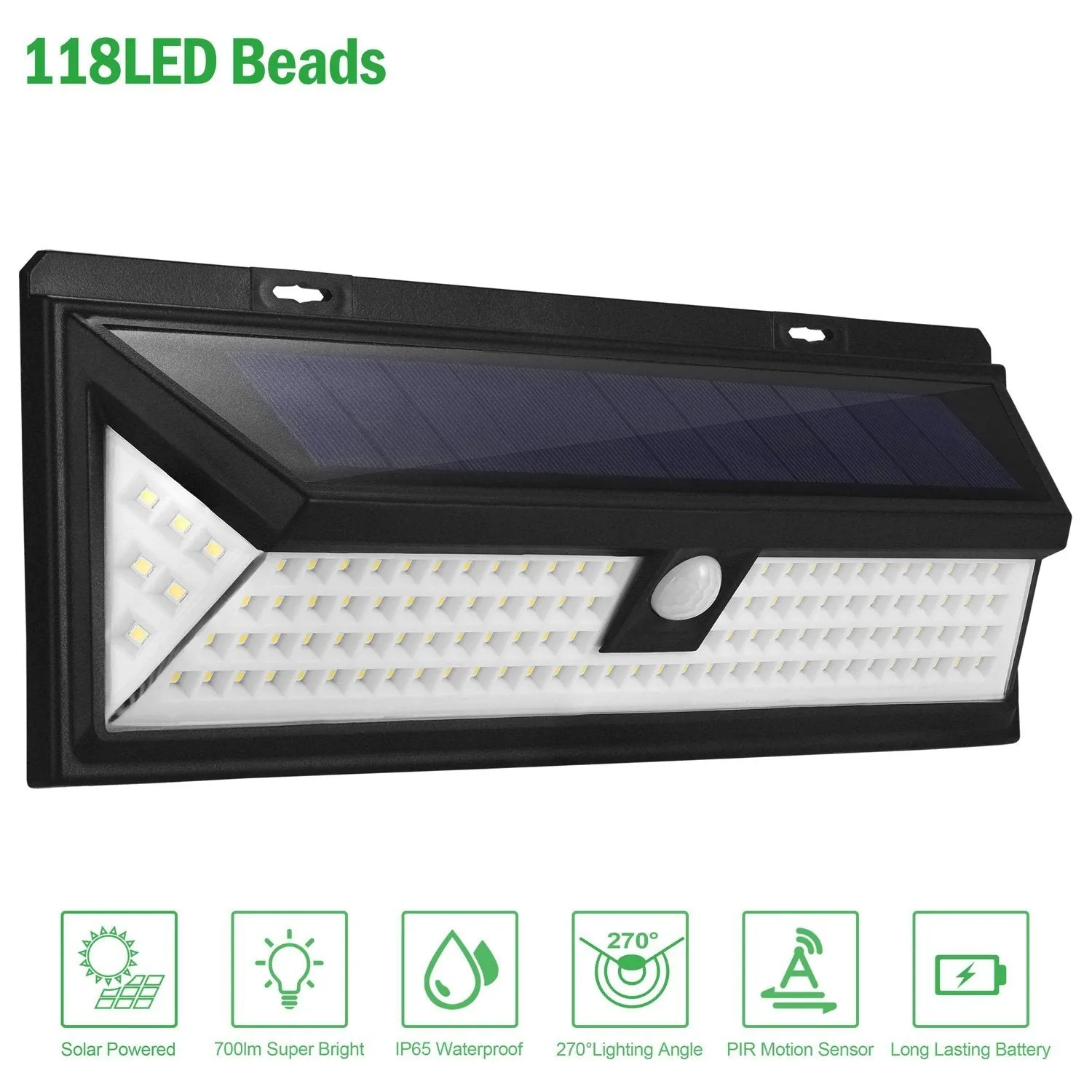 118 LEDs Solar Wall Light Outdoor Motion Sensor Lamp