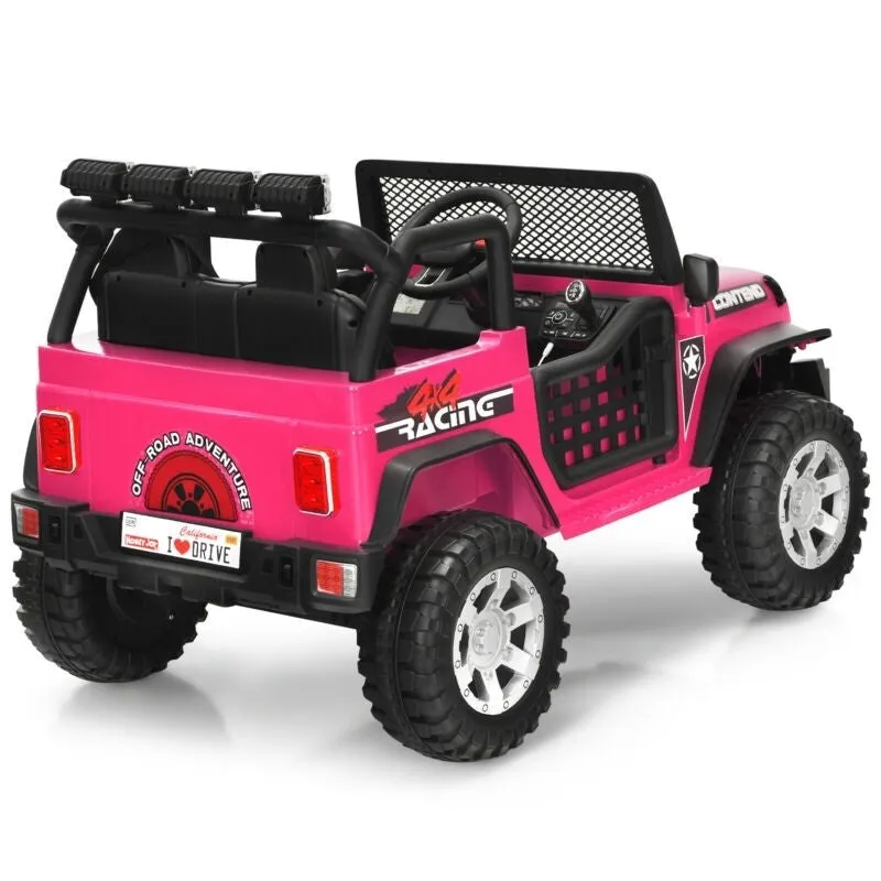 12V Kids Remote Control Electric Ride On Truck Car with Lights and Music - Pink