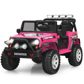 12V Kids Remote Control Electric Ride On Truck Car with Lights and Music - Pink