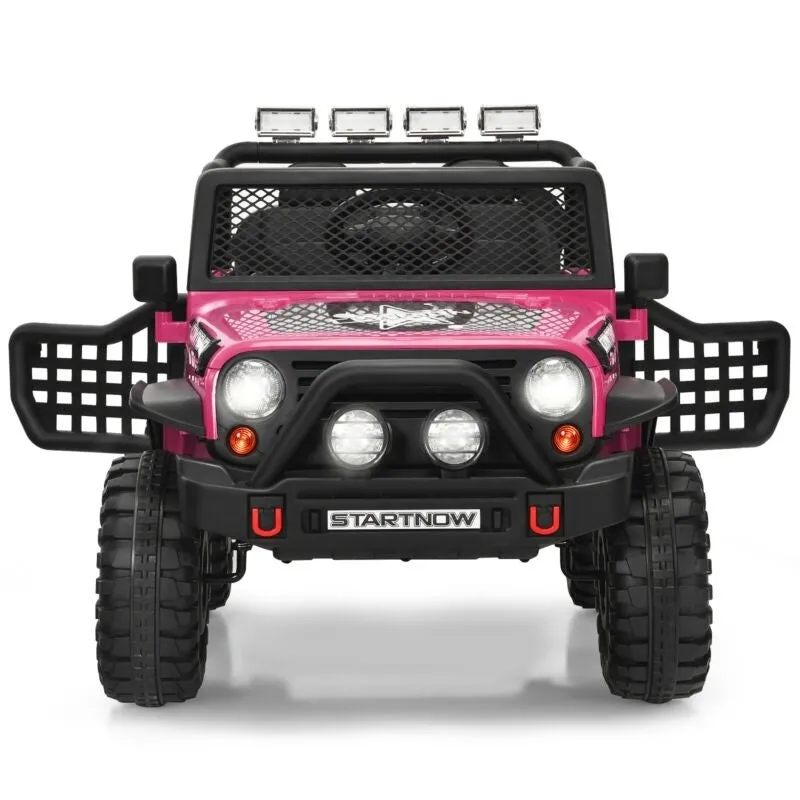 12V Kids Remote Control Electric Ride On Truck Car with Lights and Music - Pink