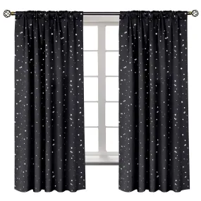 1pc Silvery Star Blackout Curtain, Thermal Insulated Twinkle Star Curtain, Grommet Top Window Treatment Drape For Bedroom Livingroom
