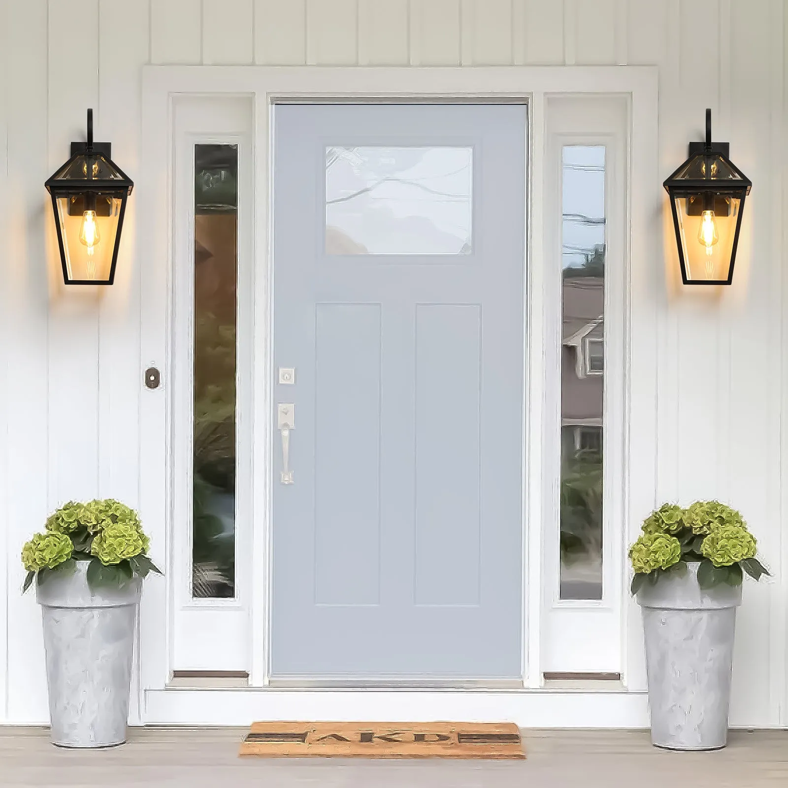 2-Pack Black Traditional Outdoor Waterproof Wall Light Vintage Glass Wall Light