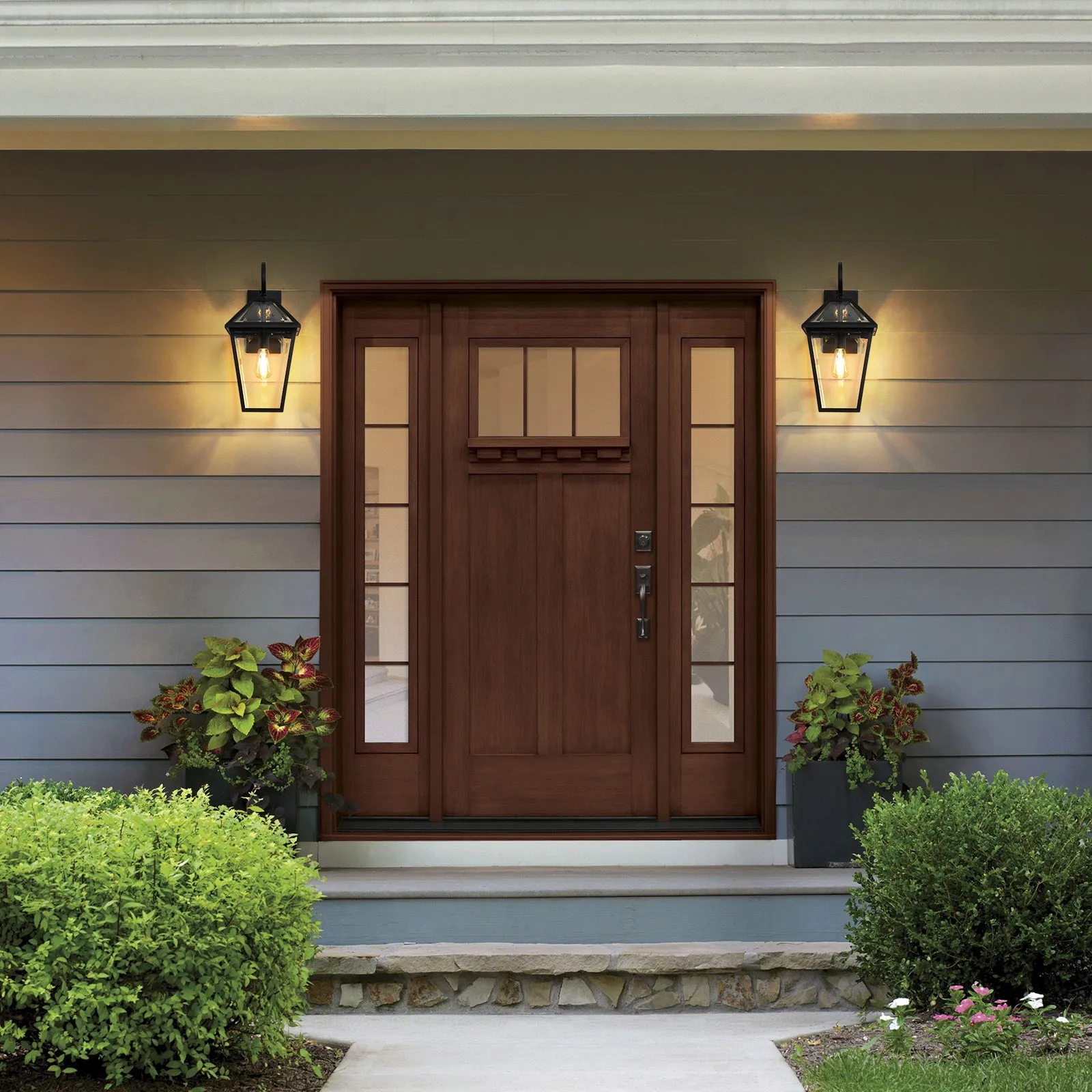 2-Pack Black Traditional Outdoor Waterproof Wall Light Vintage Glass Wall Light