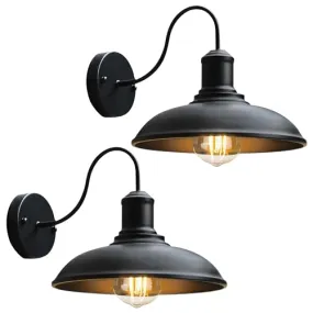 2-Pack Outdoor Wall Sconces, Exterior Farmhouse Gooseneck Barn Lights, Vintage Industrial Outside Wall Mounted Light Fixtures, Anti-Rust Waterproof Outdoor Lights for House Porch Garage (Bronze)