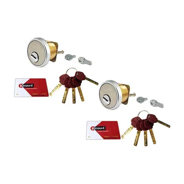 2 x Key Controlled - Rim / Mortise Combo Cylinder - 1-1/8" - US26D - Satin Chrome (Bundle of 2)