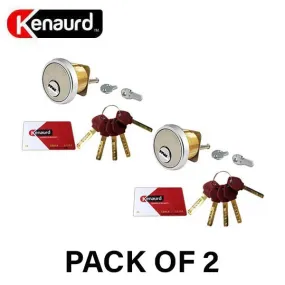 2 x Key Controlled - Rim / Mortise Combo Cylinder - 1-1/8" - US26D - Satin Chrome (Bundle of 2)