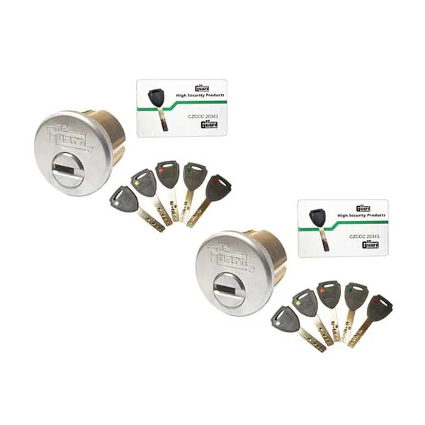 2 x Key Controlled - RIM/Mortise Cylinder - 1" - 206 Keyway - US26D - Satin Chrome (Bundle of 2)