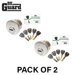 2 x Key Controlled - RIM/Mortise Cylinder - 1" - 206 Keyway - US26D - Satin Chrome (Bundle of 2)
