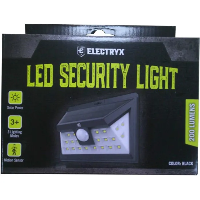 200 Lumens Solar Powered LED Security Light - Black