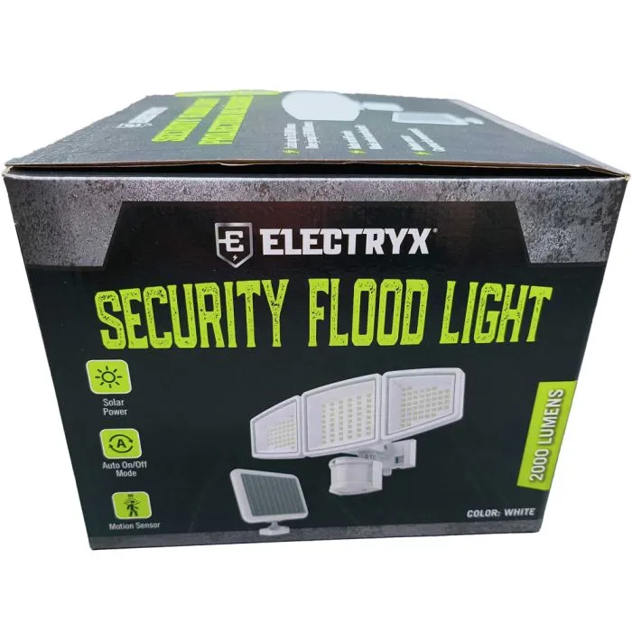2000 Lumens Solar Powered LED Security Flood Light - White