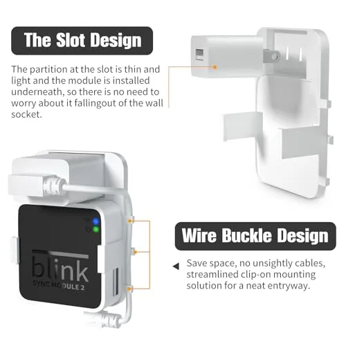 256GB USB Flash Drive, Outlet Wall Mount Holder for Blink Sync Module 2 with Short Cable Save Space,Mount Bracket for Blink Outdoor Indoor Security System (Blink Add-On Sync Module 2 is NOT Included)