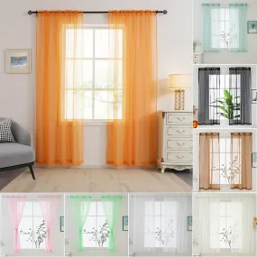2pcs Colorful Curtains Rod Pocket Window Treatment For Bedroom Office Kitchen Living Room Study Home Decor