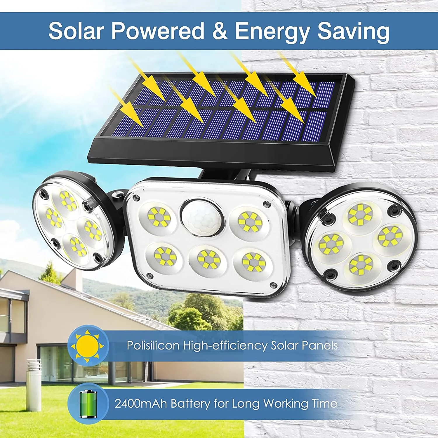 3-Headed Outdoor Solar Motion Sensor Light