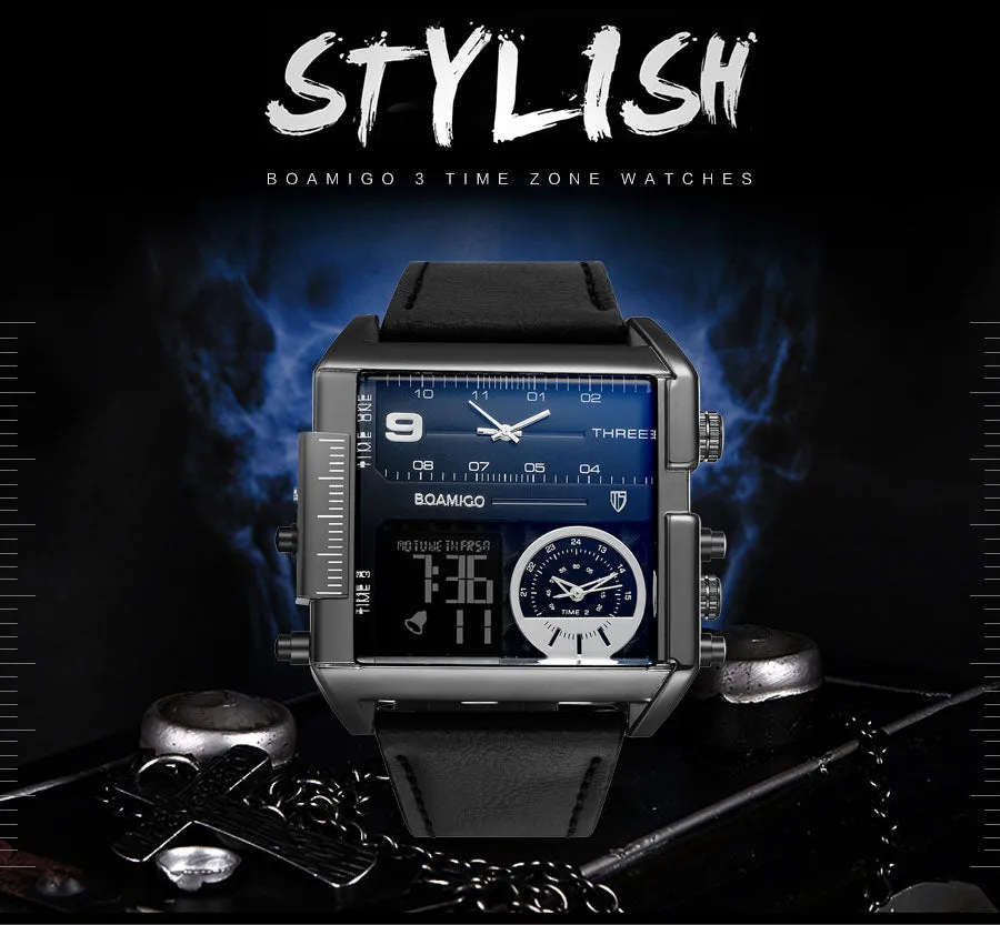 3-Timezone Luxury Sports Watch