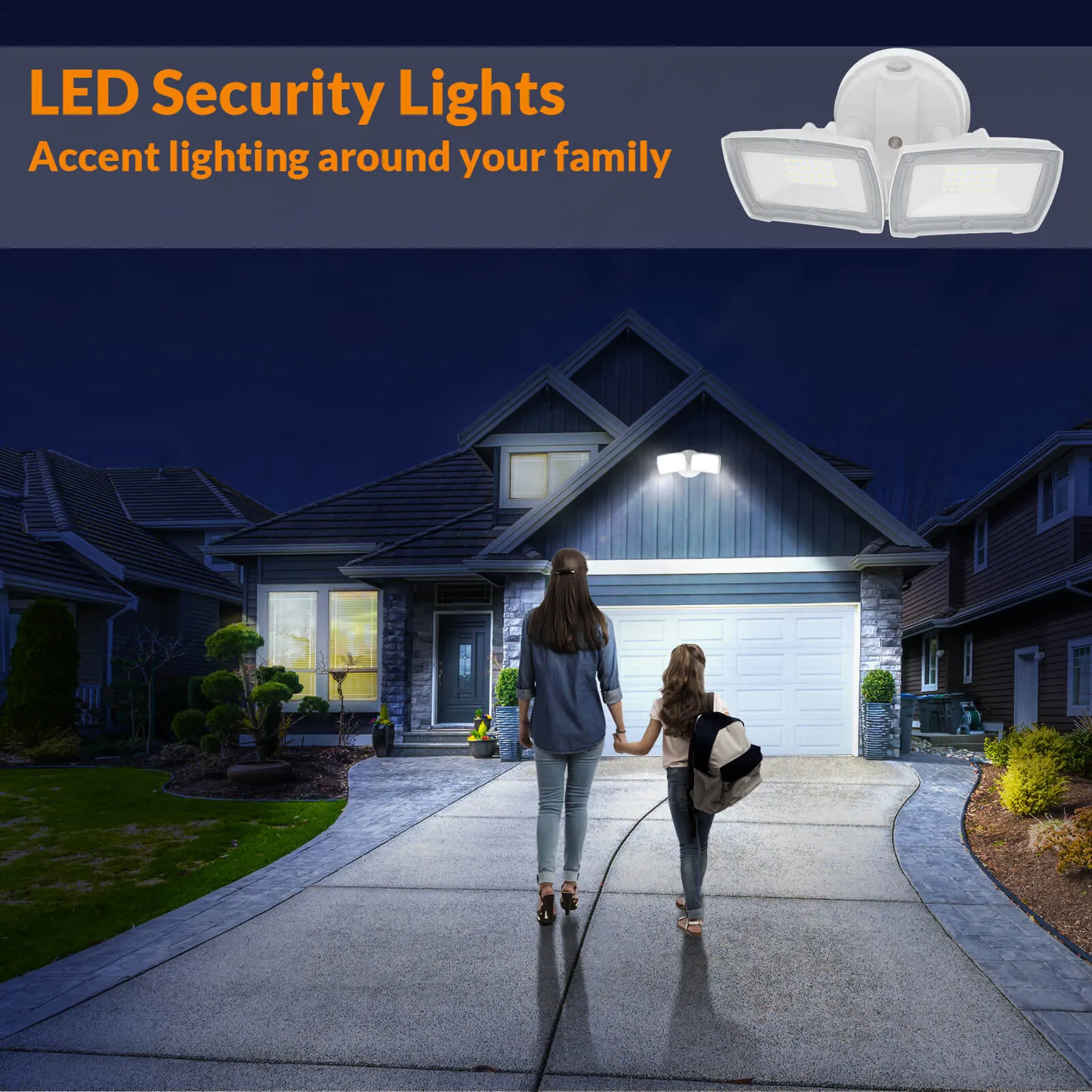 3000LM Dusk to Dawn LED Flood Light Outdoor 28W - White Light