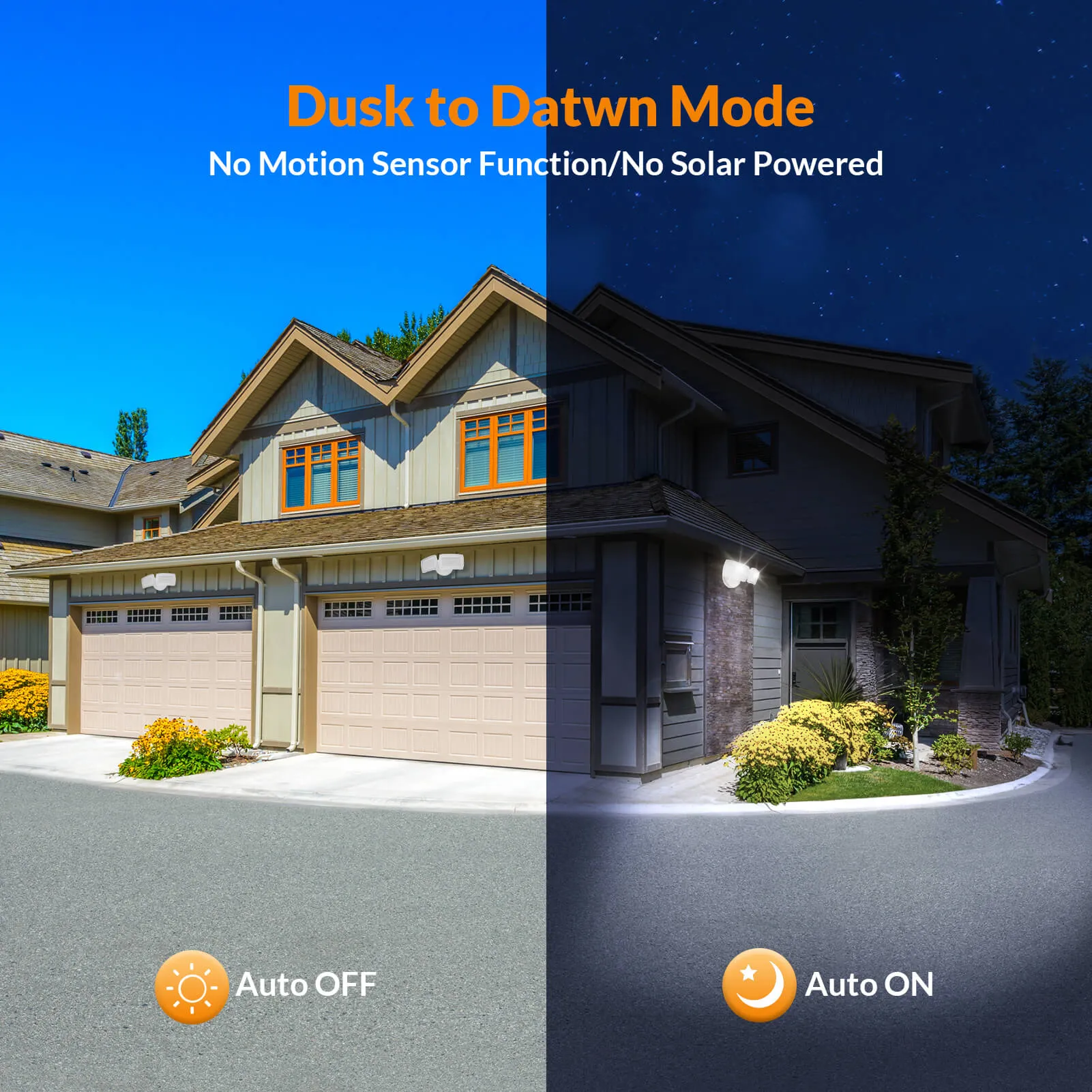 3000LM Dusk to Dawn LED Flood Light Outdoor 28W - White Light