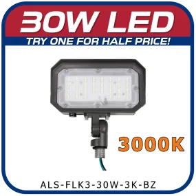 30W LED 3rd Generation 3000K Knuckle Mount Floodlight