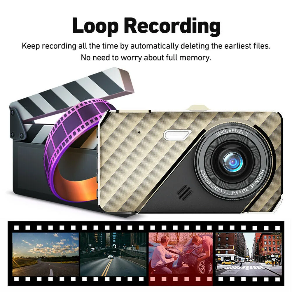 4-inch Car Dvr 1080p Hd Ips Dual Camera Dash Cam Video Recorder