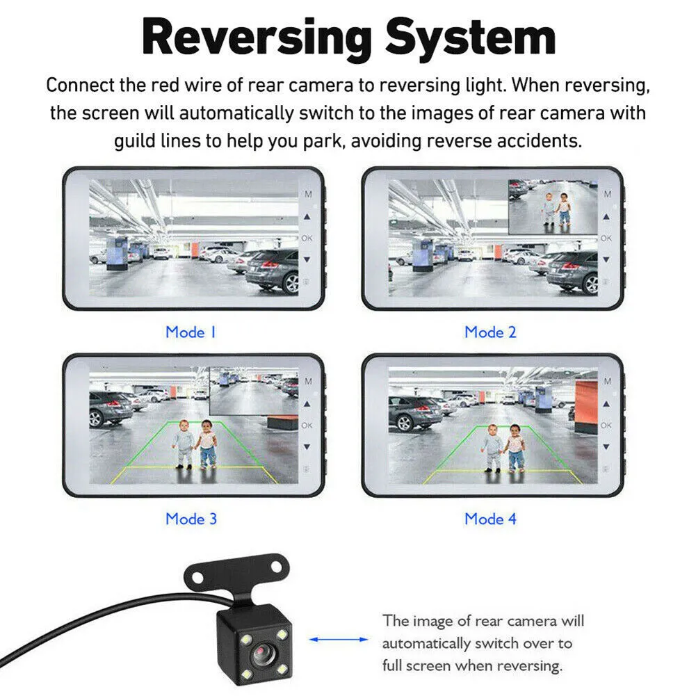 4-inch Car Dvr 1080p Hd Ips Dual Camera Dash Cam Video Recorder