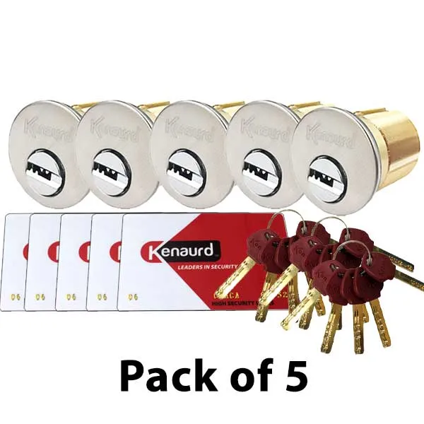 5 x Key Controlled Mortise Cylinder - 1" - US26D (Bundle of 5)