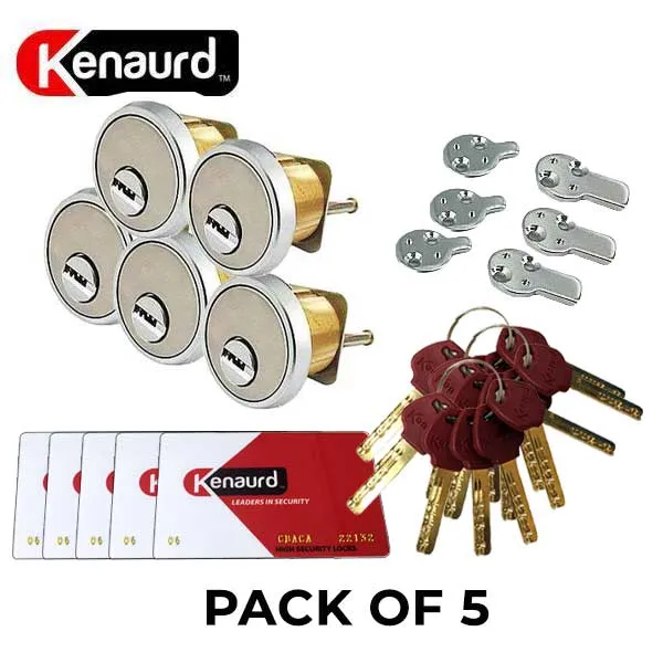 5 x Key Controlled - Rim / Mortise Combo Cylinder - 1-1/8" - US26D - Satin Chrome (Bundle of 5)