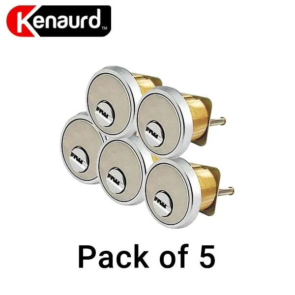 5 x Key Controlled - Rim / Mortise Combo Cylinder - 1-1/8" - US26D - Satin Chrome (Bundle of 5)