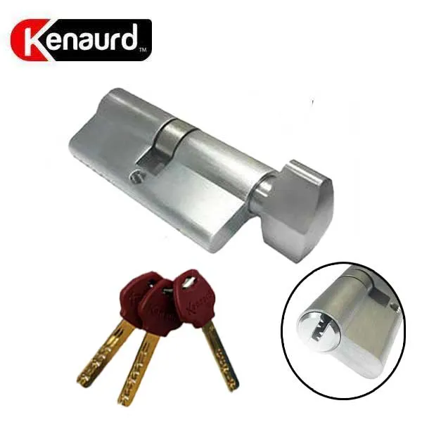 5 x Key Controlled - Thumb Turn - Euro Profile Cylinder - US26D - Satin Silver (Pack of 5 - Keyed Alike)
