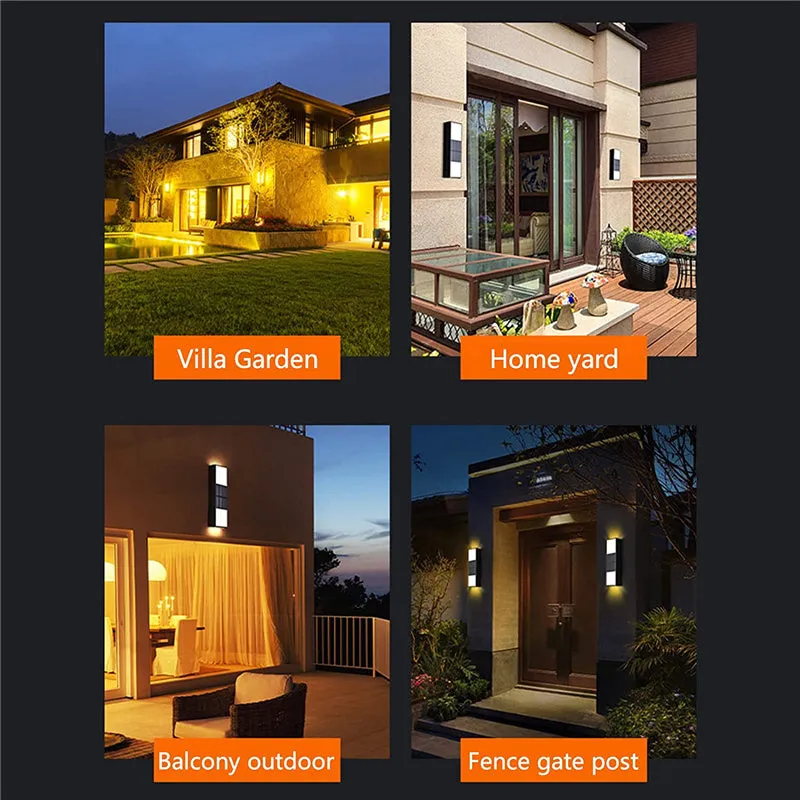 6 LED Solar Outdoor Wall Sconce Lights Sunlight Sensor Garden Porch Lamp
