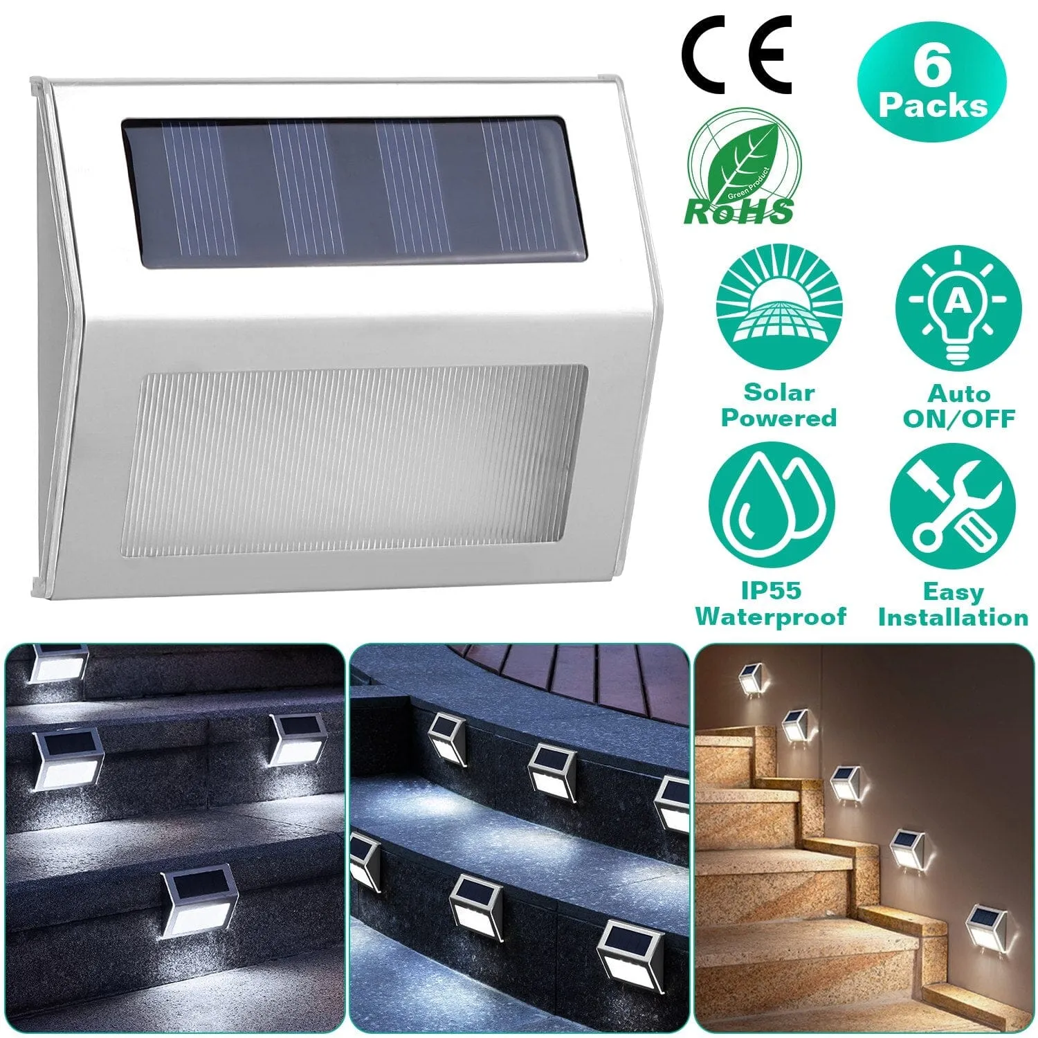 6-Pack: Solar Step Lights