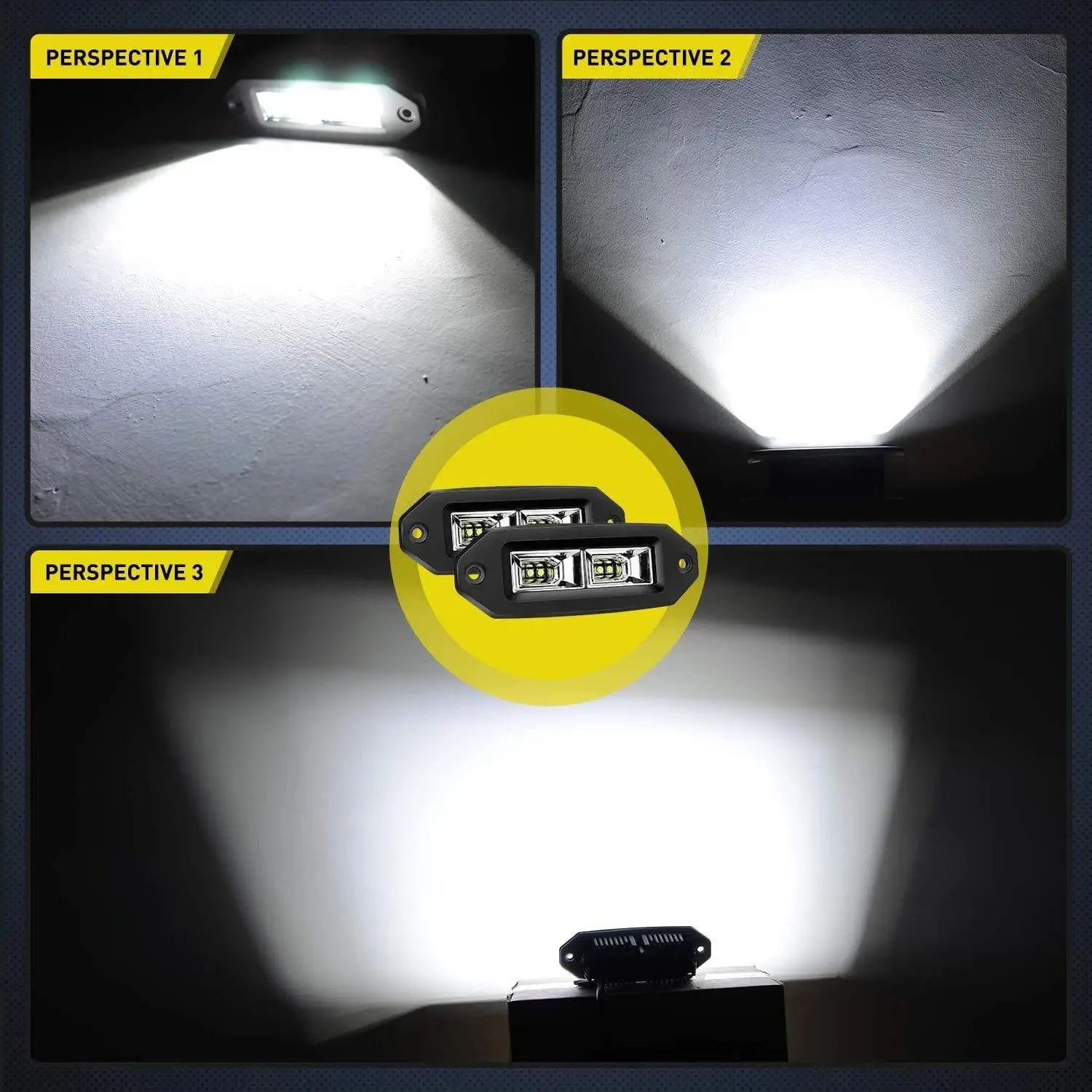 7 Inch 40W 3600LM Flush Mount Flood LED Work Light (Pair)