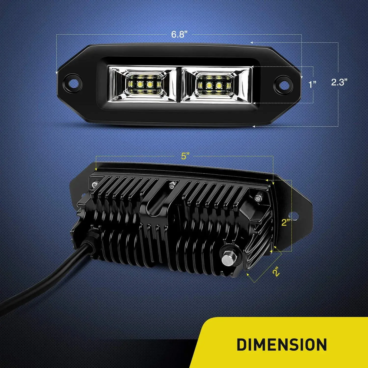 7 Inch 40W 3600LM Flush Mount Flood LED Work Light (Pair)
