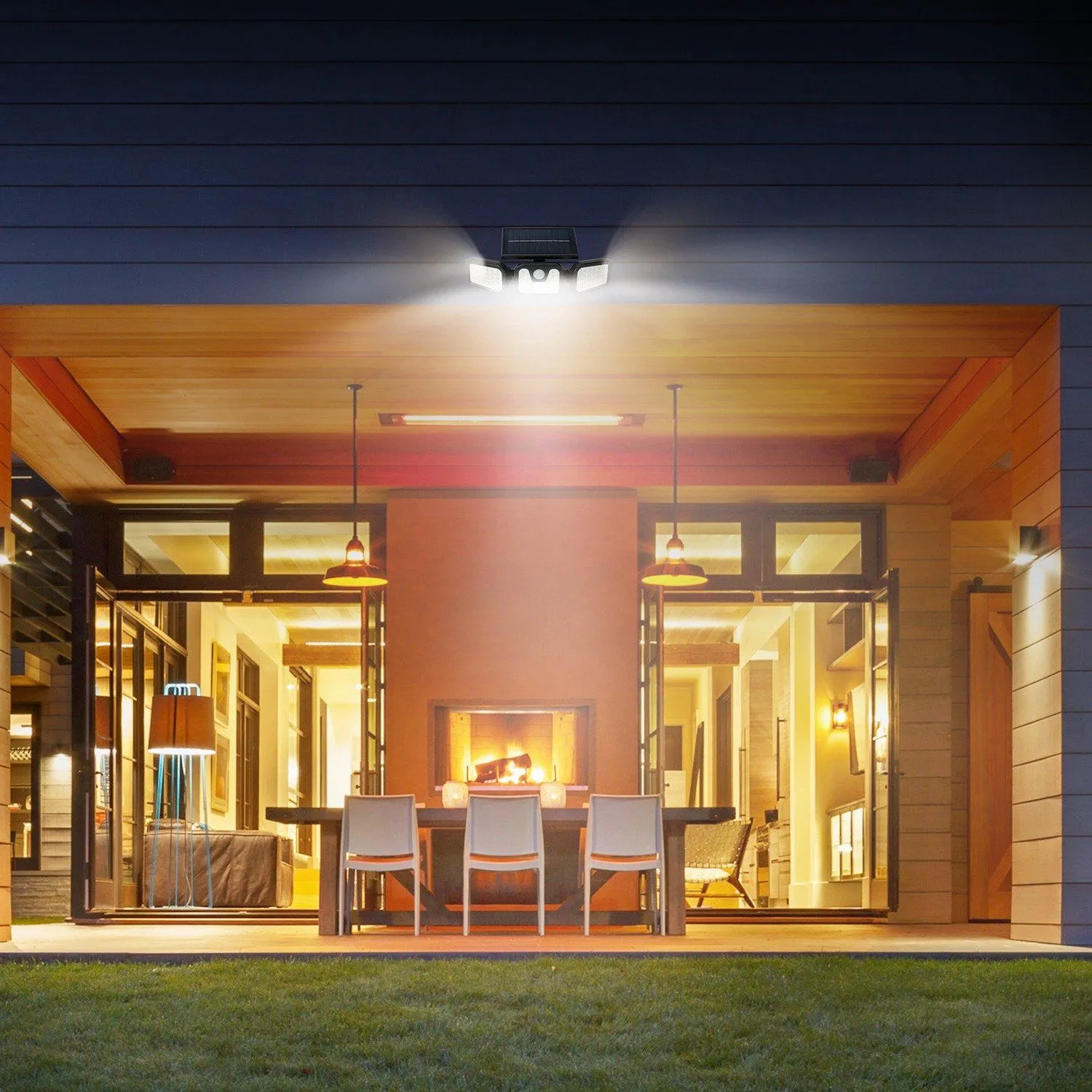 74 LEDs 3 Adjustable Solar Head Motion Sensor Flood Light