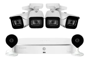 8-Channel NVR Fusion System with Four 4K (8MP) IP Cameras and 2 Wi-Fi Indoor Cameras