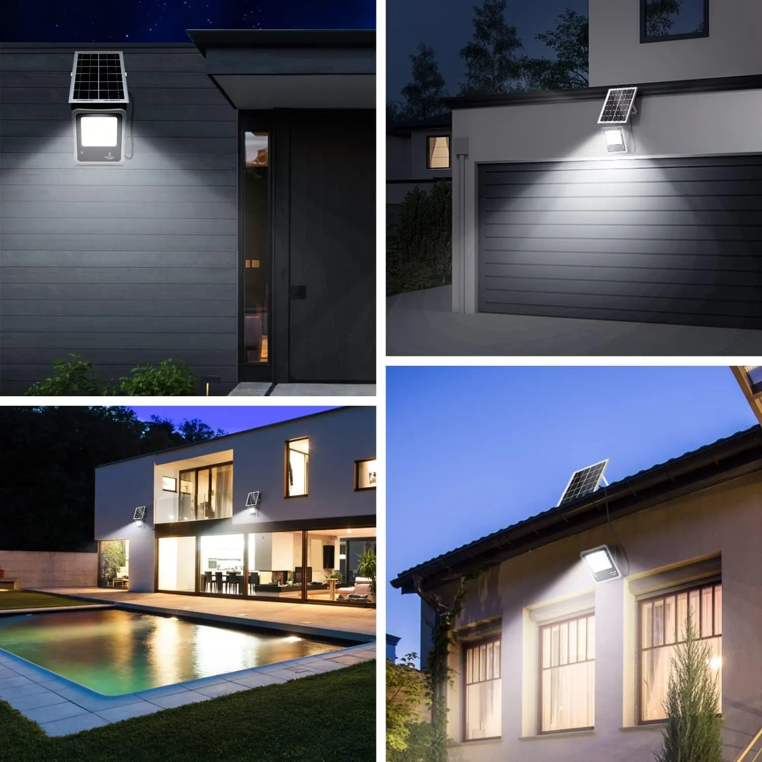 Aigostar Solar Flood Lights Outdoor Waterproof, 50W 6000mAh LED Dusk to Dawn Outdoor Lighting Security Lights with Remote, Separate Solar Panel for Porch Yard Garage Pathway