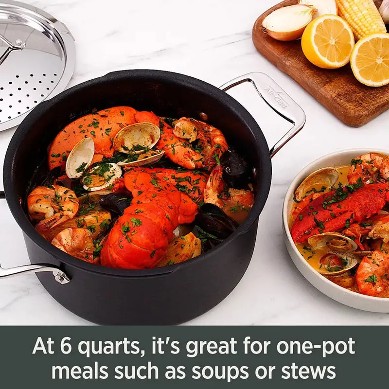 All-Clad Simply Strain Hard Anodized Nonstick 6 Quart Multipot