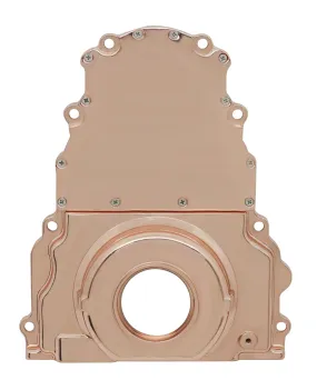 ALUMINUM CHEVY LS TWO PIECE TIMING CHAIN COVER W-O CAM SENSOR HOLE - COPPER