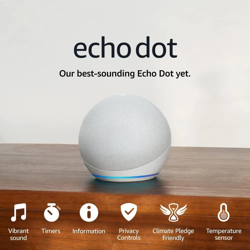 AMAZON Echo Dot (5th Gen) Smart Speaker with Alexa - Glacier White