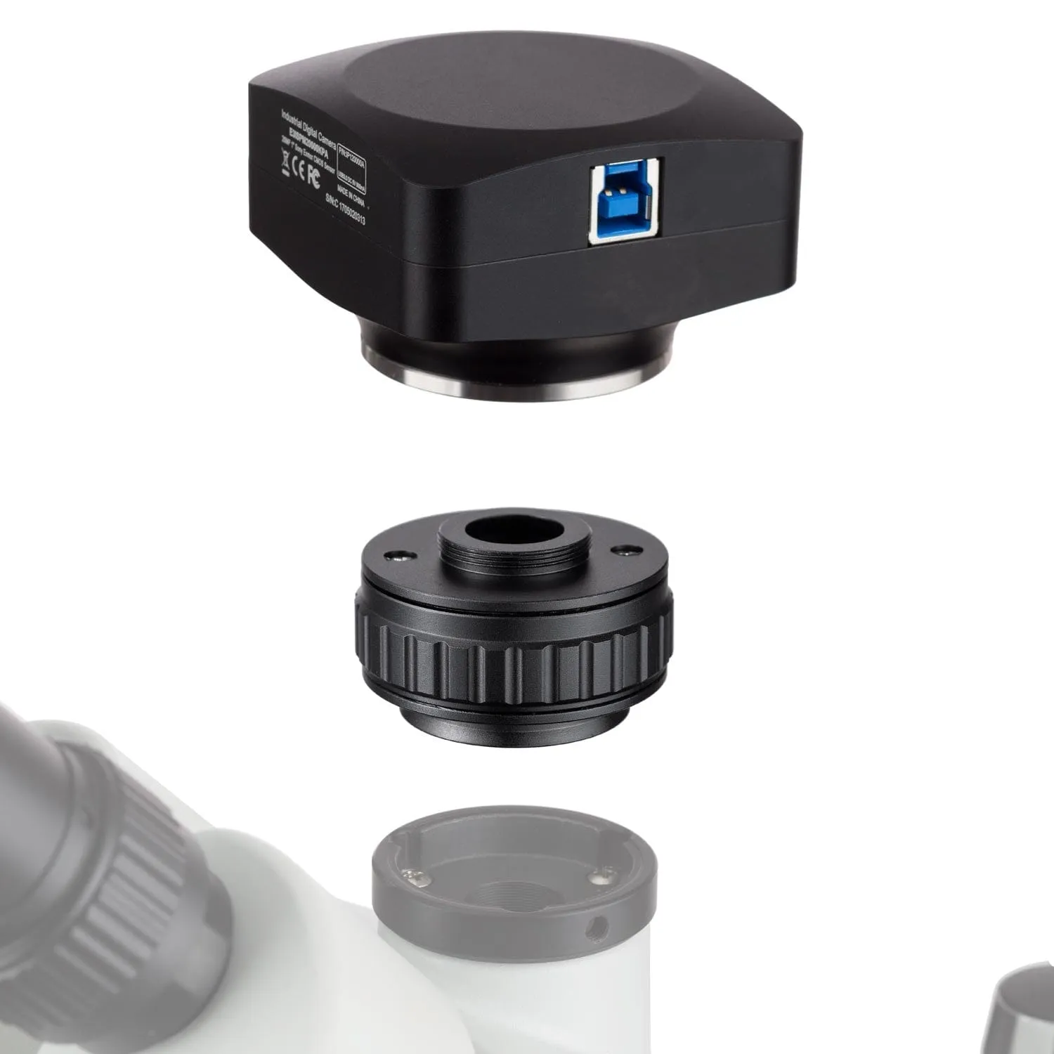 AmScope Low-profile 0.5X Magnification C-mount Camera Adapter for Microscopes with CX Photo-port