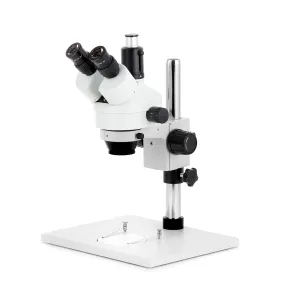 AmScope SM-1 Series Zoom Trinocular Stereo Microscope on Pillar Stand with Extra Large Base Plate w/HD Recording Camera