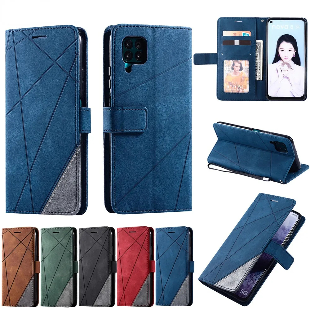 Anymob Huawei Case Dark Green Leather Flip Cover Wallet Phone Bag Shell Protection