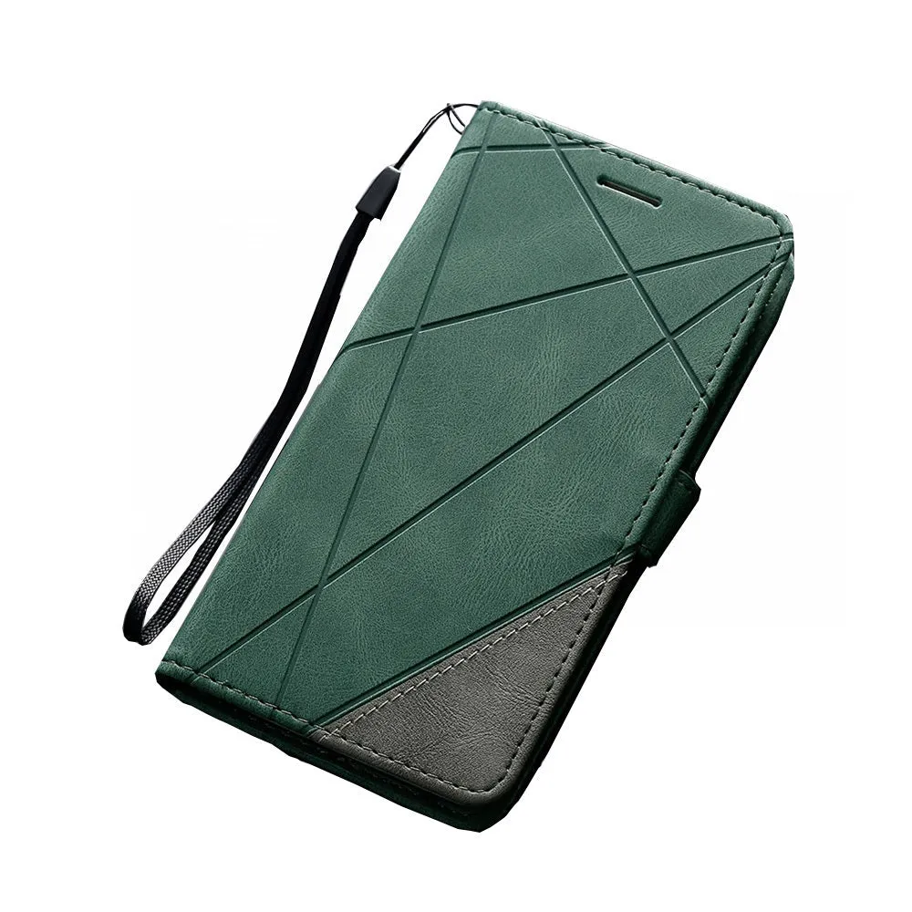 Anymob Huawei Case Dark Green Leather Flip Cover Wallet Phone Bag Shell Protection